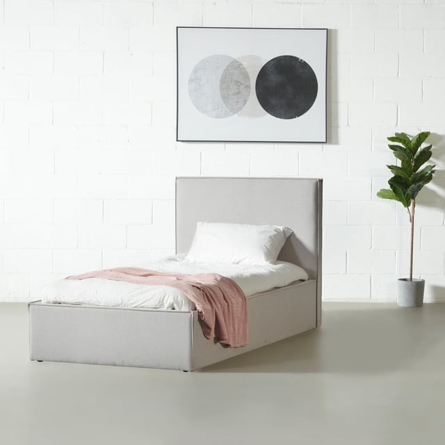 DREAM Fabric Bed with Storage (Light Grey,Twin)