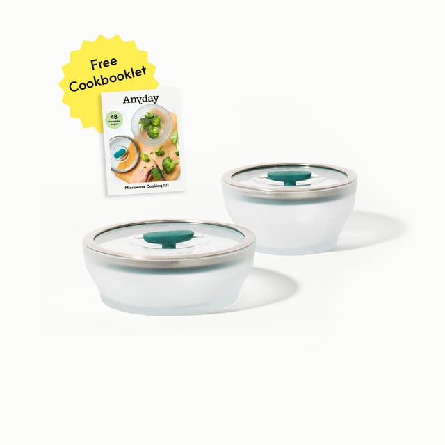 4-Piece Glass Round Dish Set + Cookbooklet Bundle