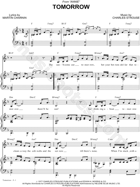 "Tomorrow" from 'Annie' Sheet Music in F Major (transposable) - Download & Print