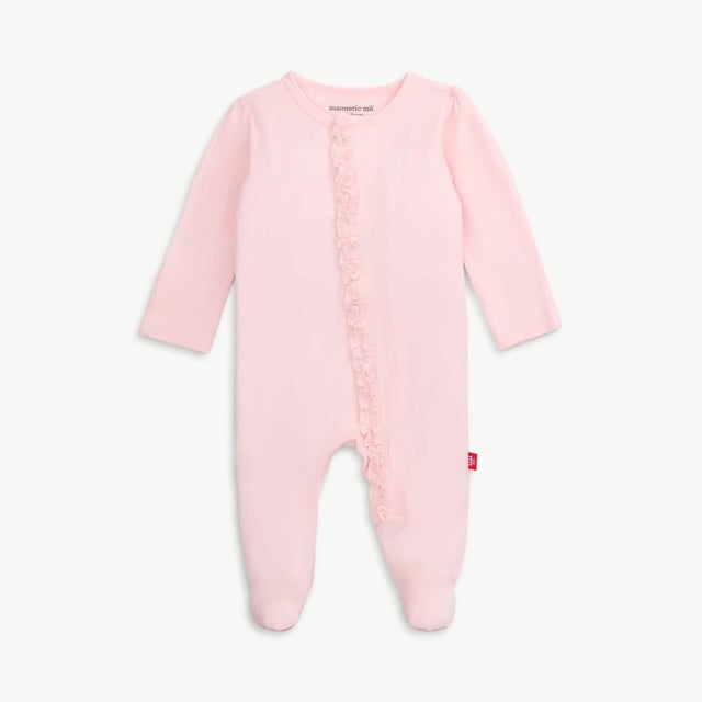 pink dogwood modal magnetic parent favorite footie with ruffles