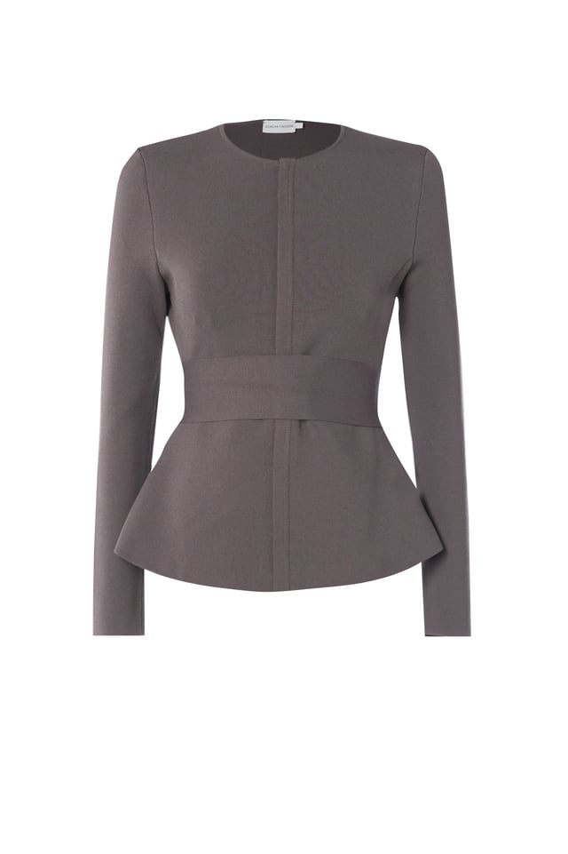 CREPE KNIT CURVED HEM JACKET - TORBA