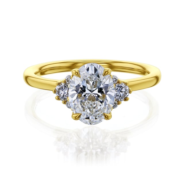 2 Carat Lab Grown Diamond Plain Band Oval Dulce Ring