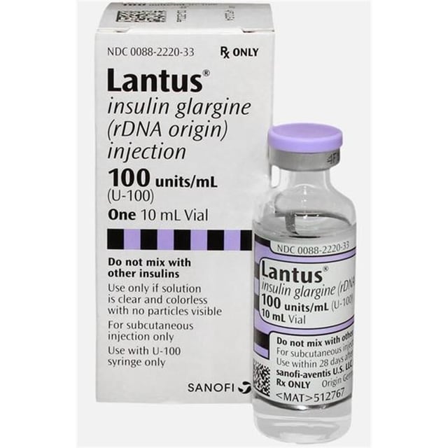 Lantus (Insulin Glargine Injection) 100 units/ml, 10 ml vial
