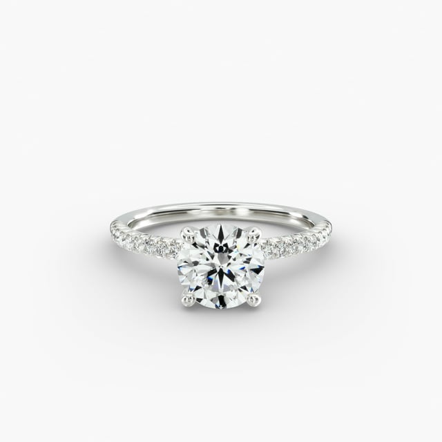 14K White Gold Petite Pavé Engagement Ring (Flush Fit)