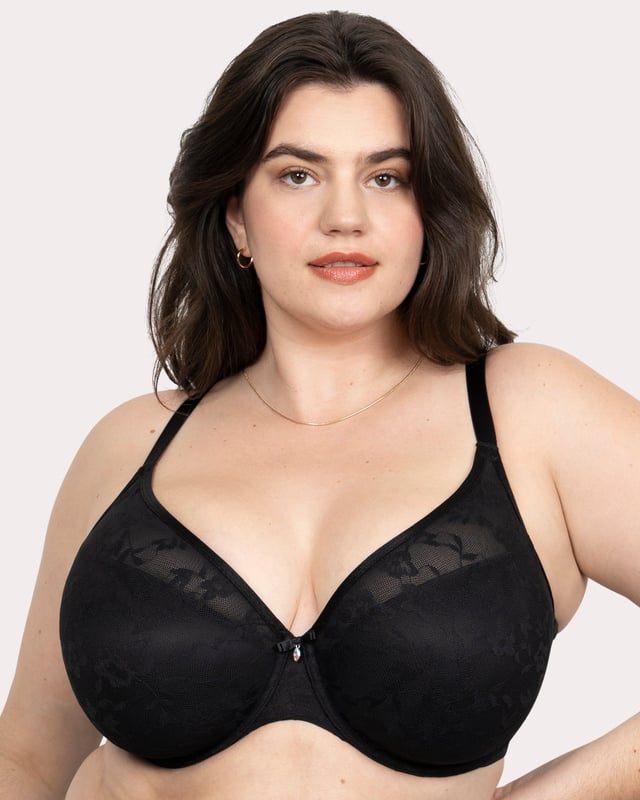 No-Show Lace Plunge T-Shirt Bra - Black Hue