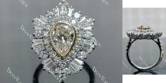 Debbie's Ballerina pear halo vintage moissanite engagement ring