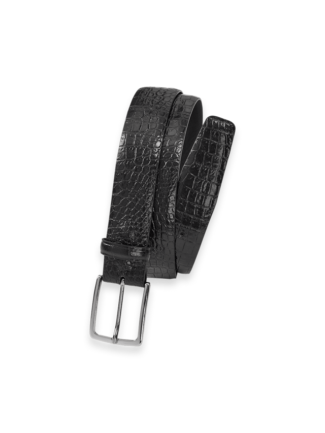 Crocodile Embossed with Changeable Buckle Belt - Black