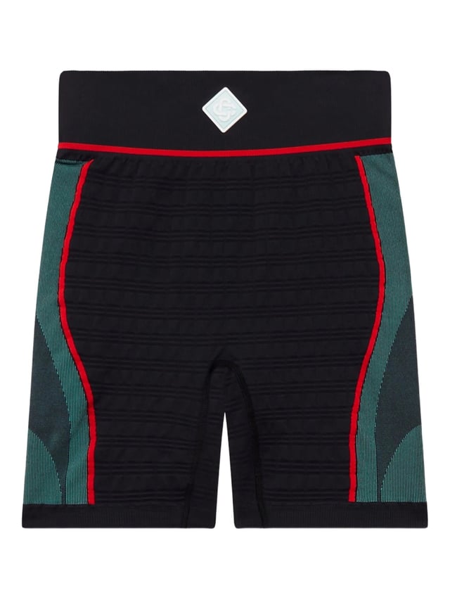 CASABLANCA WOMEN Seamless Sports Shorts Black/Mint