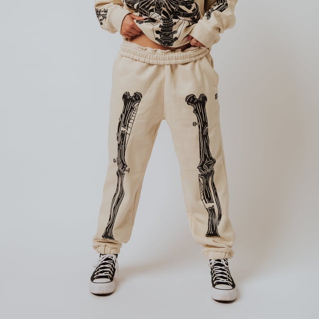 Adult Unisex Joggers - Black Skelly on Cream