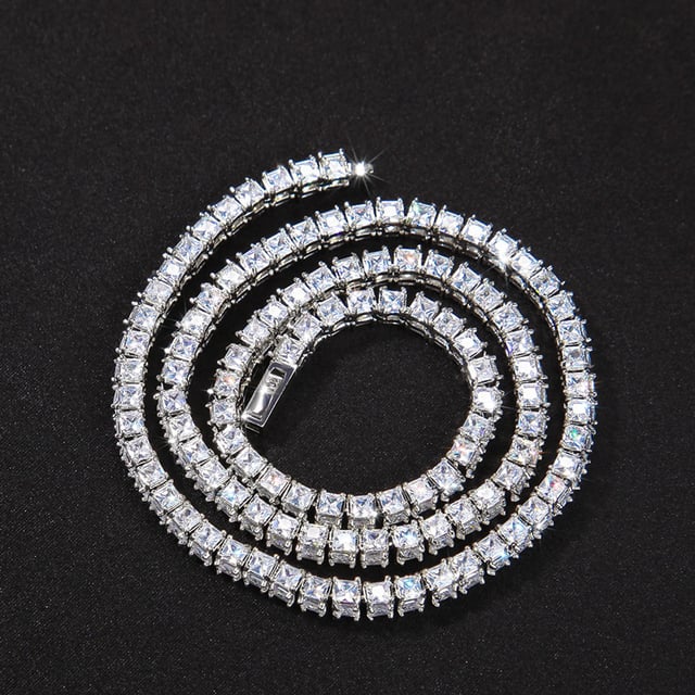 4mm 3-Sided Princess Cut Tennis Chain