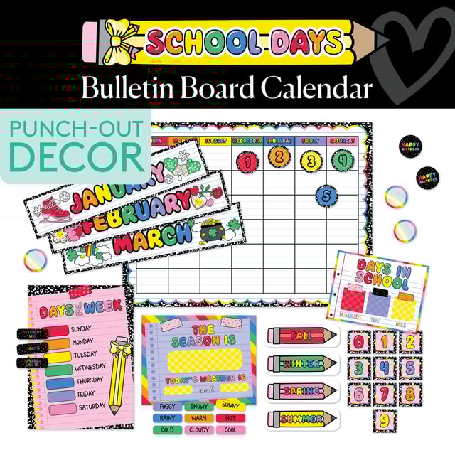 Bright Rainbow Calendar Bulletin Board | School Days