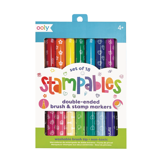 Stampables Double-Ended Stamp & Brush Markers - Set of 18