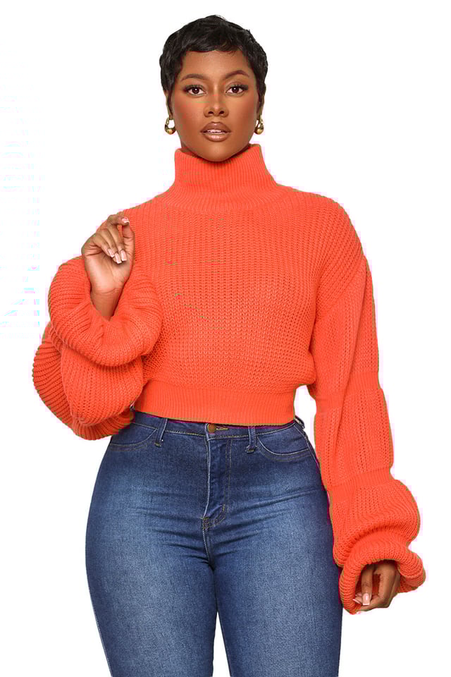 Burst Your Bubble Cropped Sweater (Orange)- FINAL SALE