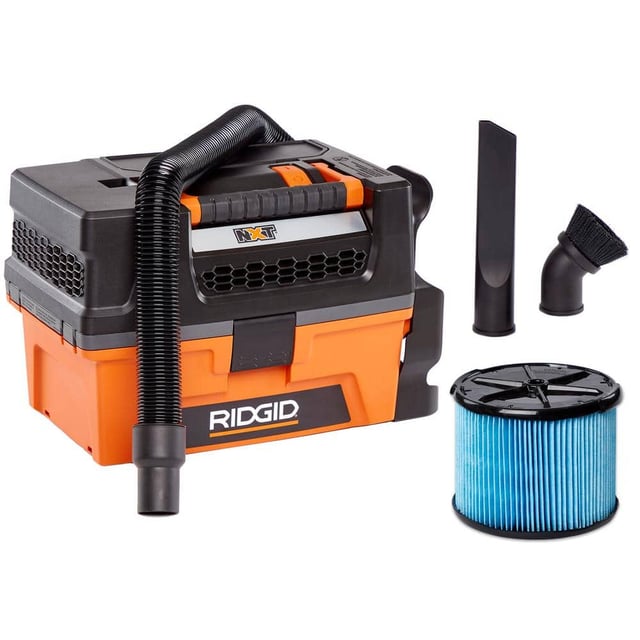 RIDGID 3 Gallon 5.0 Peak HP NXT Shop Vac Wet Dry Vacuum with Fine Dust Filter, Expandable Hose and Accessory Attachments