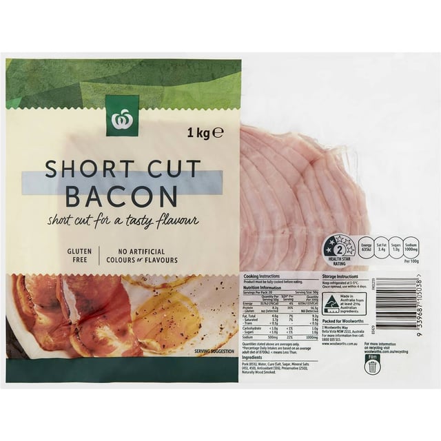 Woolworths Shortcut Bacon  1Kg