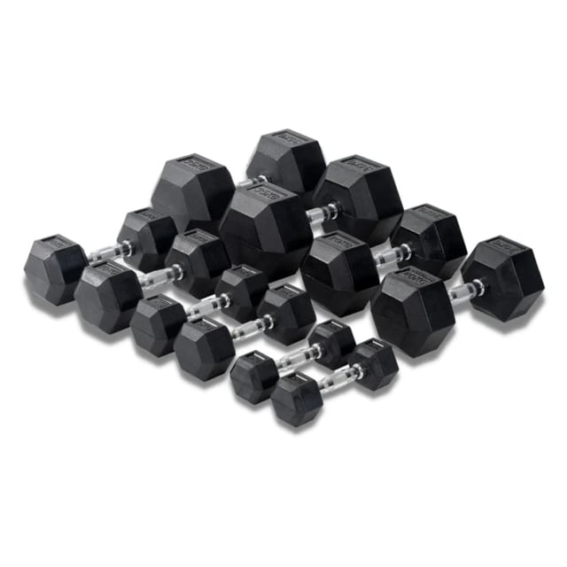 Muscle Motion Rubber Hex Dumbbells Package - 10 Pairs- 1kg to 10kg