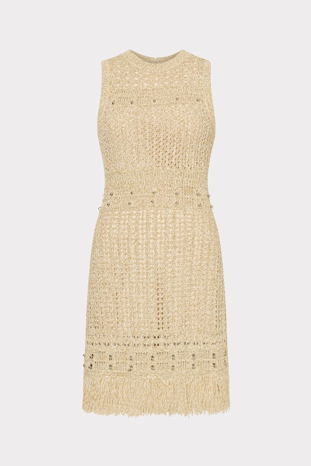 Beaded Fringe Knit Mini Dress