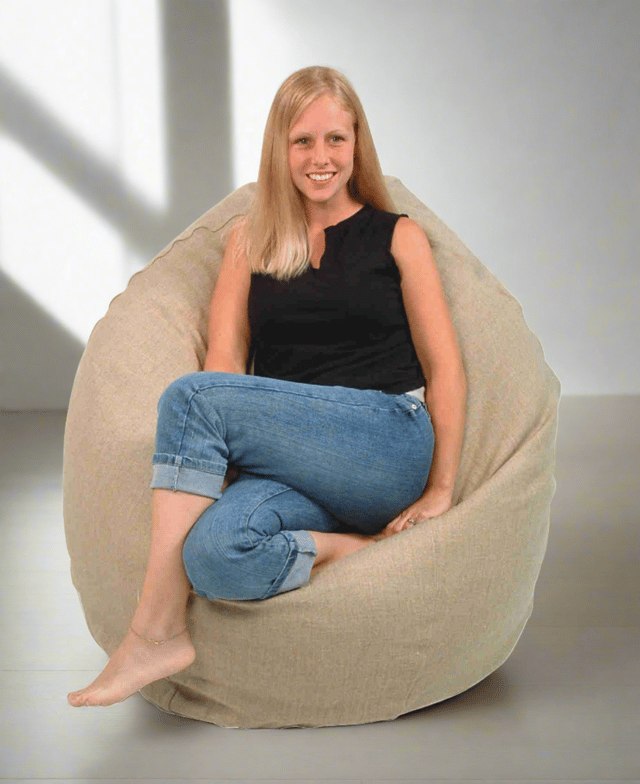 Hemp Bean Bag Chair Lounger - Adult & Teen size Traditional Classic 6 panel beanbag remove wash Eco Friendly Organic 18 oz. Hemp Fabric Comfy Bean - MADE IN USA
