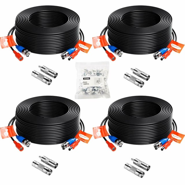 45M 150ft All-in-One Video Power Cables,BNC Extension Surveillance Camera Cables