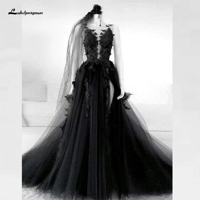 Gothic Vintage Black Wedding Dress