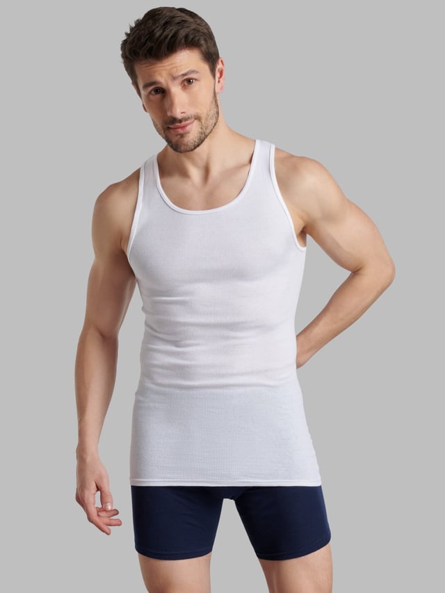 Fruit of the Loom Men's Premium A-Shirt, White 4 Pack