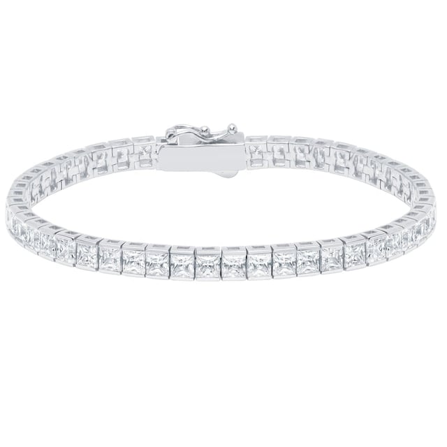 4.5mm Princess Tennis Bracelet Finished in Platinum