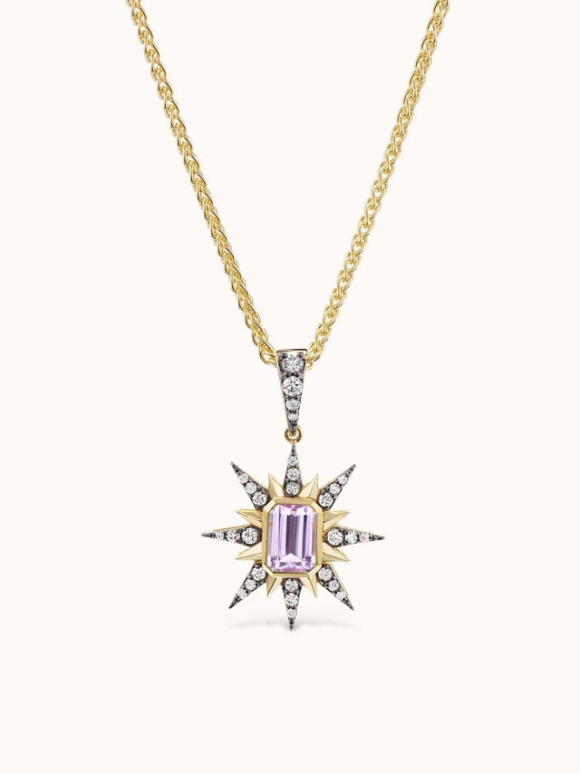 Starburst Charm Necklace Pink Sapphire