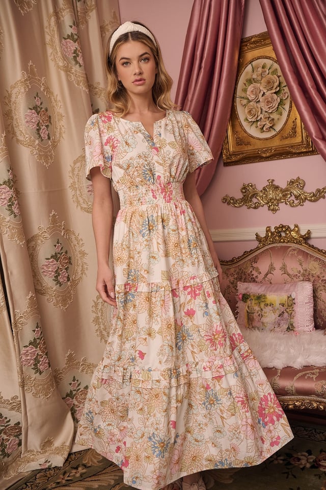 Day Lily Palmer Poplin Tiered Maxi Dress