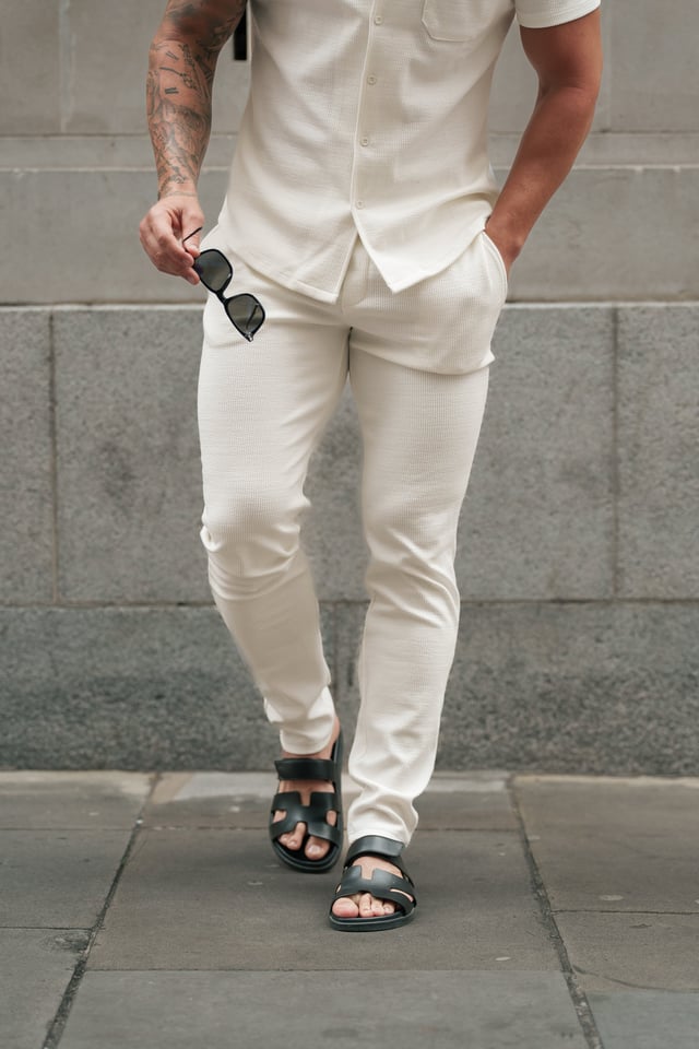 Father Sons Jersey Cord Slim White Trousers - FSR015 (PRE ORDER 11TH AUGUST)