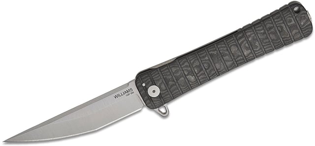 Williams Blade Design OZF 003 Osoraku Zukuri Frame Lock Flipper Knife 4.61 inch CPM-Magna-Cut Satin Blade, Machined Black Camo FatCarbon and Titanium 
