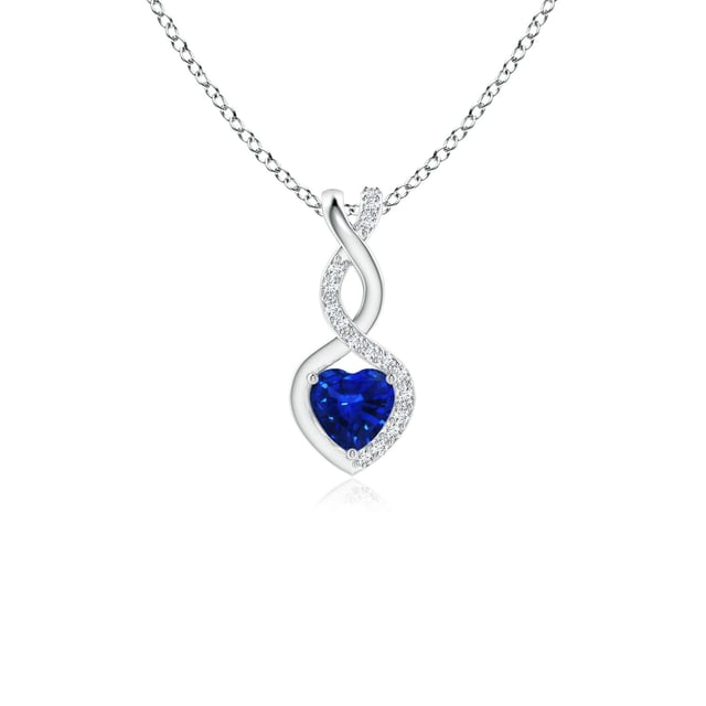 Heart-Shaped Lab-Grown Blue Sapphire Infinity Pendant with Diamond Accents