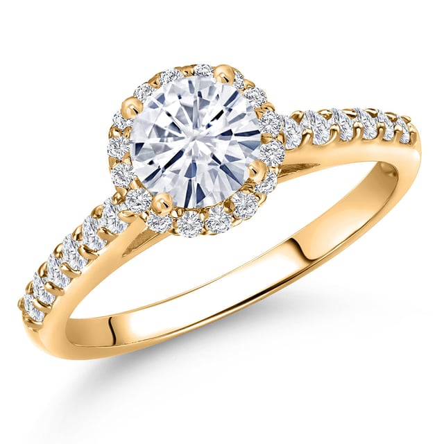 10K Yellow Gold 6MM Round Gemstone Birthstone and Lab Grown Diamond Engagement Ring For Women | Wedding Anniversary Promise Gold Ring For Women | Available in Size 5, 6, 7, 8, 9