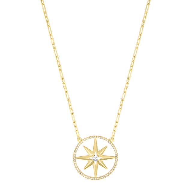 14k Gold Plated Pave Starburst Necklace