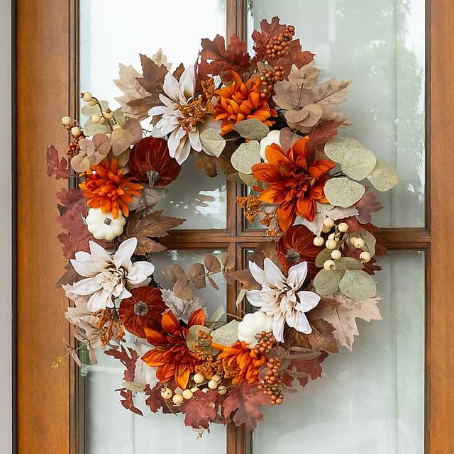 Brown Velvet Pumpkin Wreath