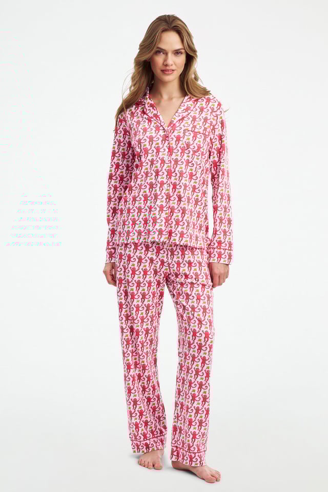 Monkey Long Sleeve Polo Pajamas
