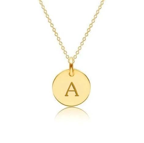Gold Mini Initial Circle Necklace - Uppercase