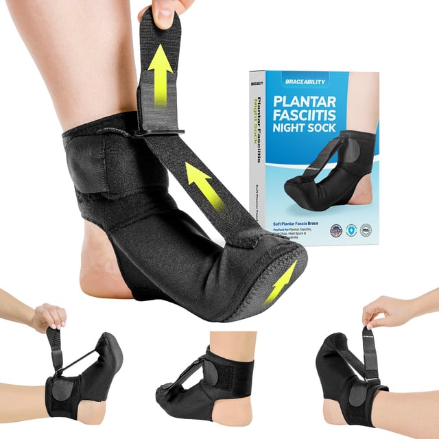 Plantar Fasciitis Night Sock Splint | Soft Stretching Brace and Foot Pain Sleep Support Boot