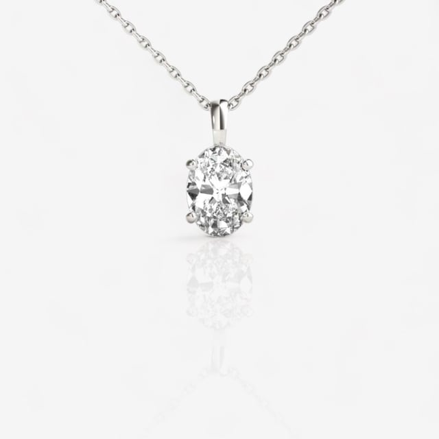 Oval Cut Lab Grown-Grown Diamond Solitaire Pendant 14kt White Gold