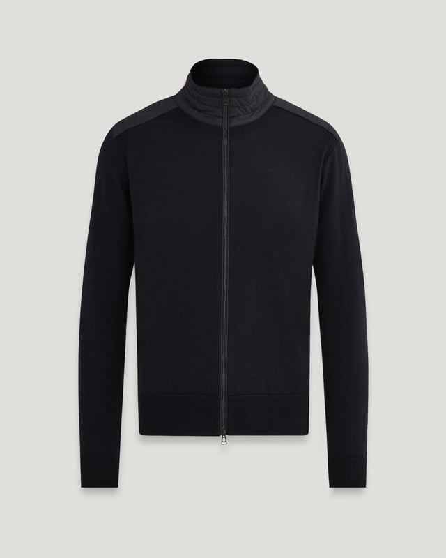 Men's Merino Wool Kelby Zip Cardigan in Black | Belstaff UK