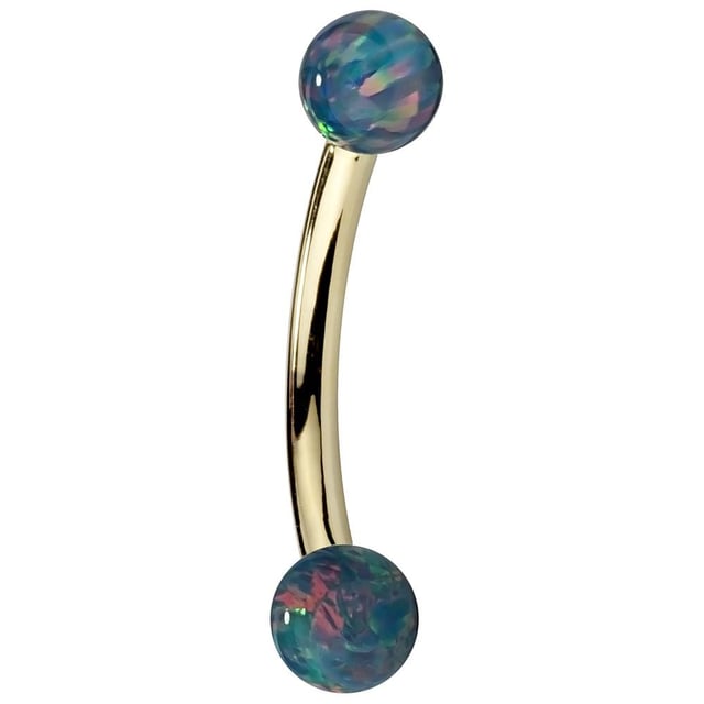 Teal Opal 14K Gold Curved Barbell