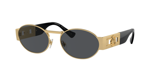 VERSACE VE2264 Matte Gold - Unisex Luxury Sunglasses, Dark Grey Lens