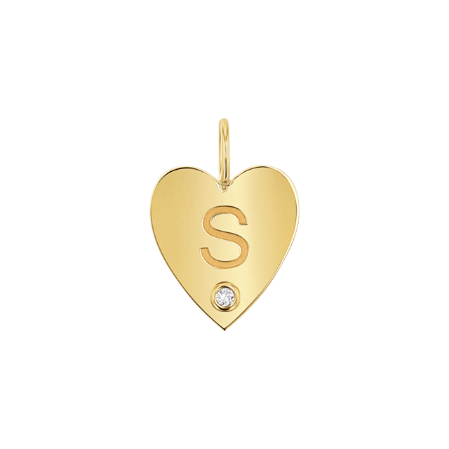 Engravable Diamond Initial Heart Charm