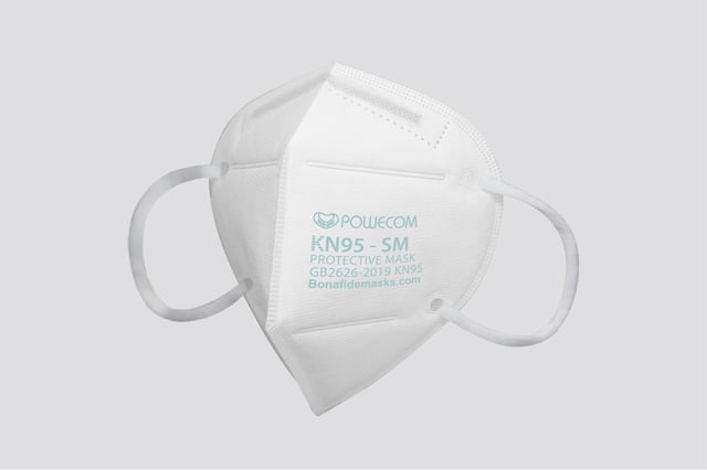 Smaller or Children's Sized Powecom® KN95-SM  ™ Respirator Mask  - 10 masks per pack - Made to the NEW GB2626-2019 Standard with Better Breathability