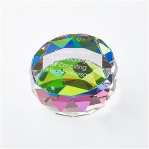 Engraved Iridescent Crystal Keepsake & Paperweight