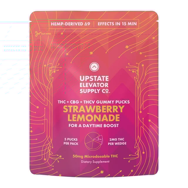 50mg THC+CBG+THCV Strawberry Lemonade Gummies | Upstate Elevator