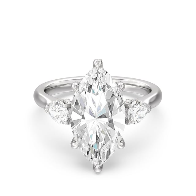 Elegance Pear Side Stone Engagement Ring