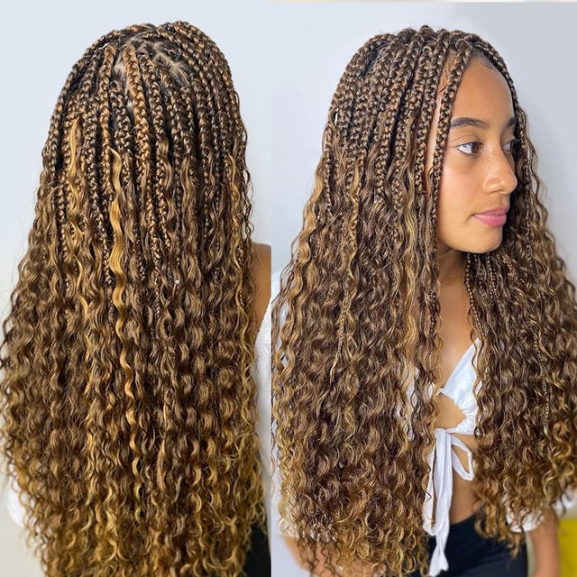 ISEE Highlight Brown Color Deep Curly Bulk Hair For Braiding 100% Human Hair | Pre-Sale