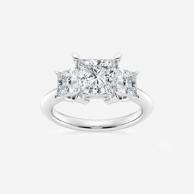 3 1/5 ctw Princess Lab Grown Diamond Three-Stone Ring Platinum, FG, VS2+