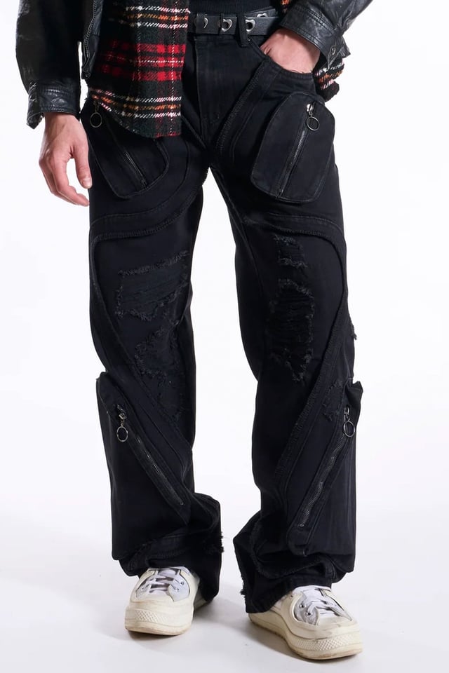 Street Fashion Relaxed Fit Denim (Jet Black) (M8194D)