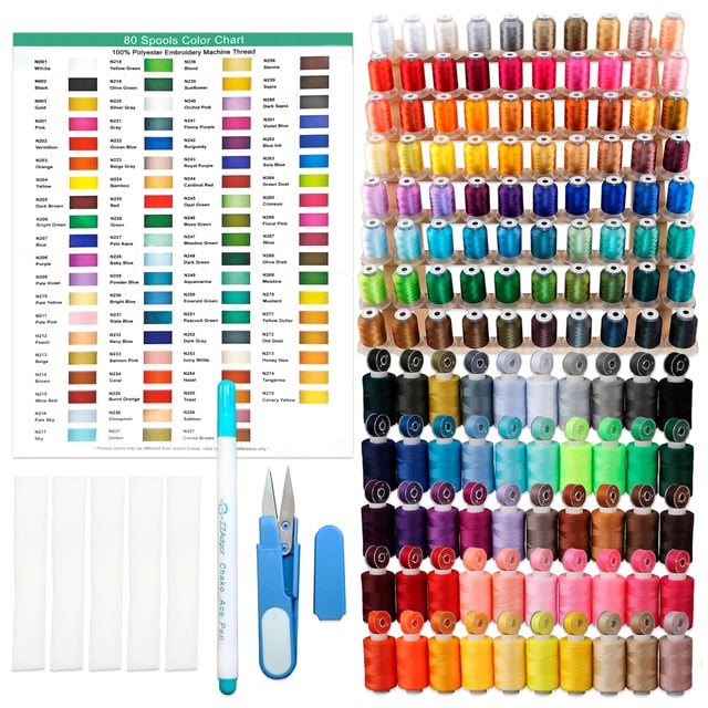80 Spools Embroidery Thread with 50 Sewing Thread Spools & Bobbins